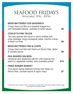 Knickers - Seafood Fridays Menu - 12.28.17